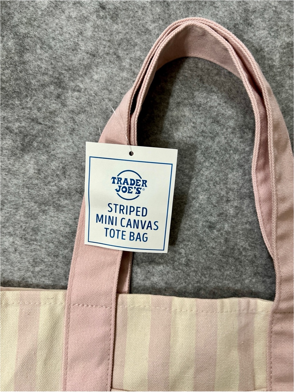 Trader Joe's Pink Stripe Canvas Mini Tote Bag NWT - Picture 3 of 11
